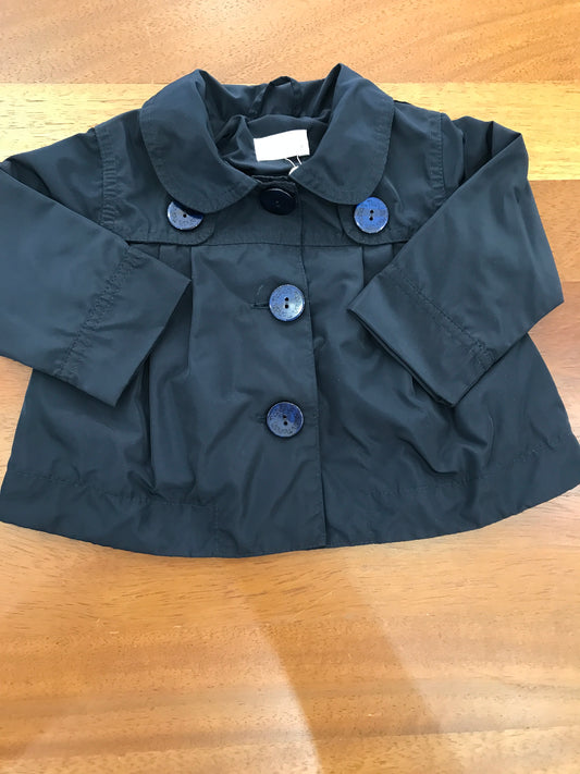 Giacca Impermeabile Nanan blu a campana manica lunga con bottoni sul davanti