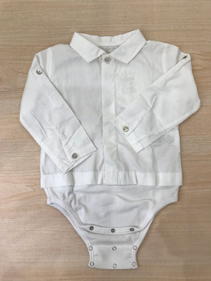 Body Laranjinha in cotone manica lunga effetto camicia con colletto a punta