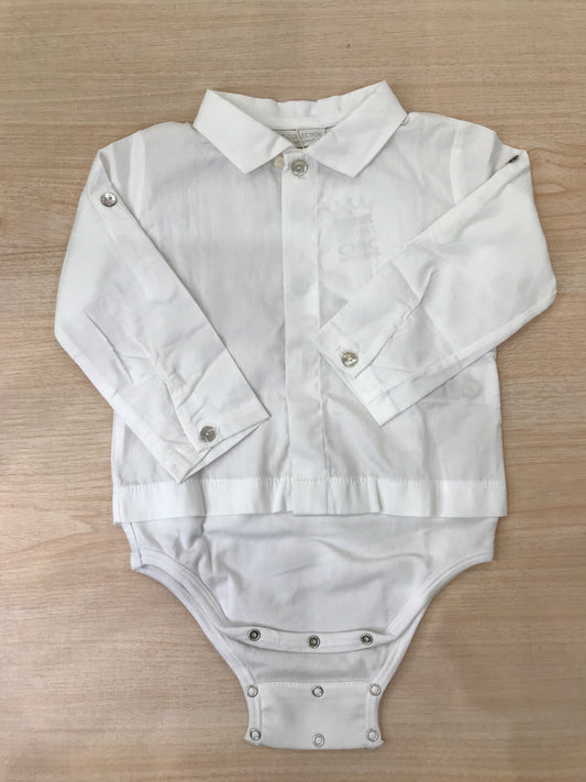 Body Laranjinha in cotone manica lunga effetto camicia con colletto a punta