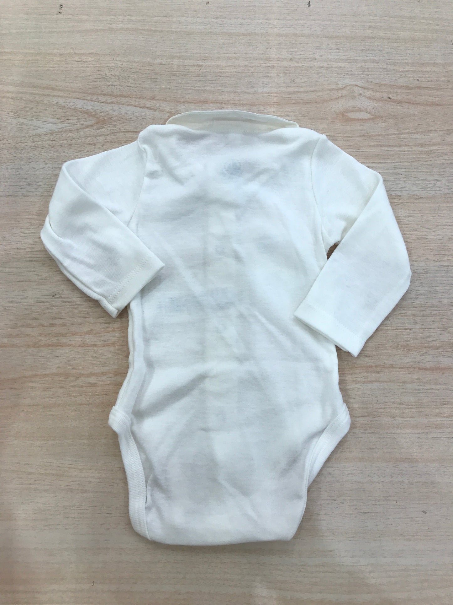 Body Petit Bateau panna manica lunga con colletto ricamato con piccoli cuori rossi
