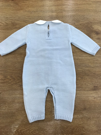 Tutina Baby Lord in lana intera con lavorazione di trecce celeste chiaro