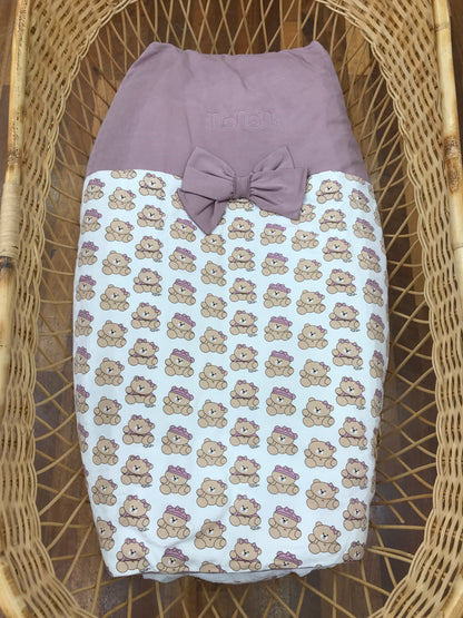 Coperta Nanan in caldo cotone con piccoli orsetti e fiocco