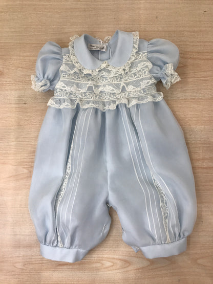 Pagliaccetto Piccola Giuggiola in organza in seta manica a sbuffo con applicazioni di valancienne sul corpetto