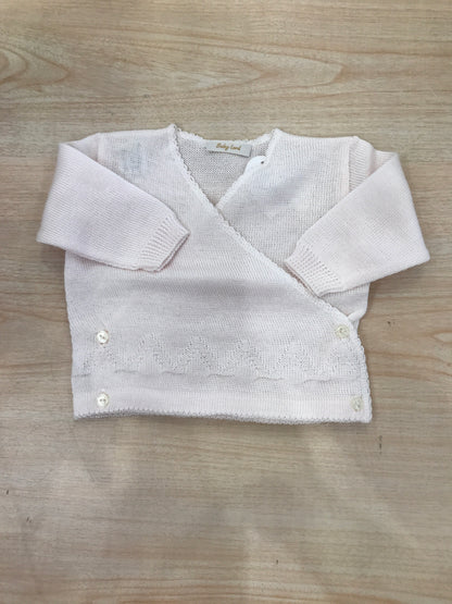 Cardigan Baby Lord in filo ad incrocio con rifiniture in basso