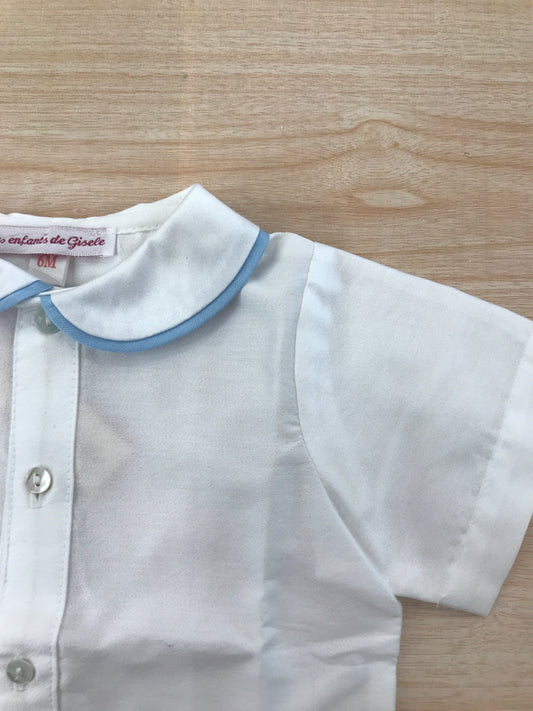 Camicia Les Enfants de Gisele in cotone mezza manica con collo dal profilo celeste