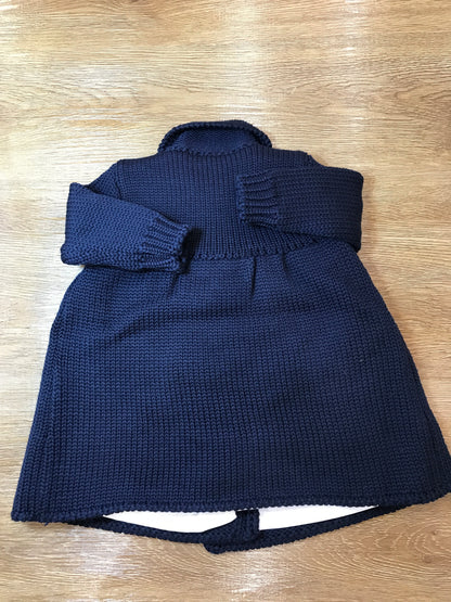 Cappotto Colibrì in lana foderato doppiopetto con lavorazione di punto smock tortora