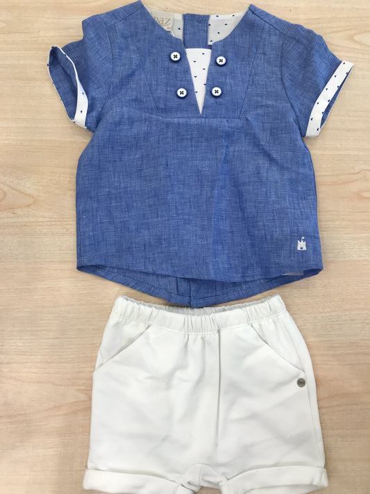 Completo Paz Rodriguez in cotone t-shirt mezza manica con dettagli in bianco con bermuda corto bianco
