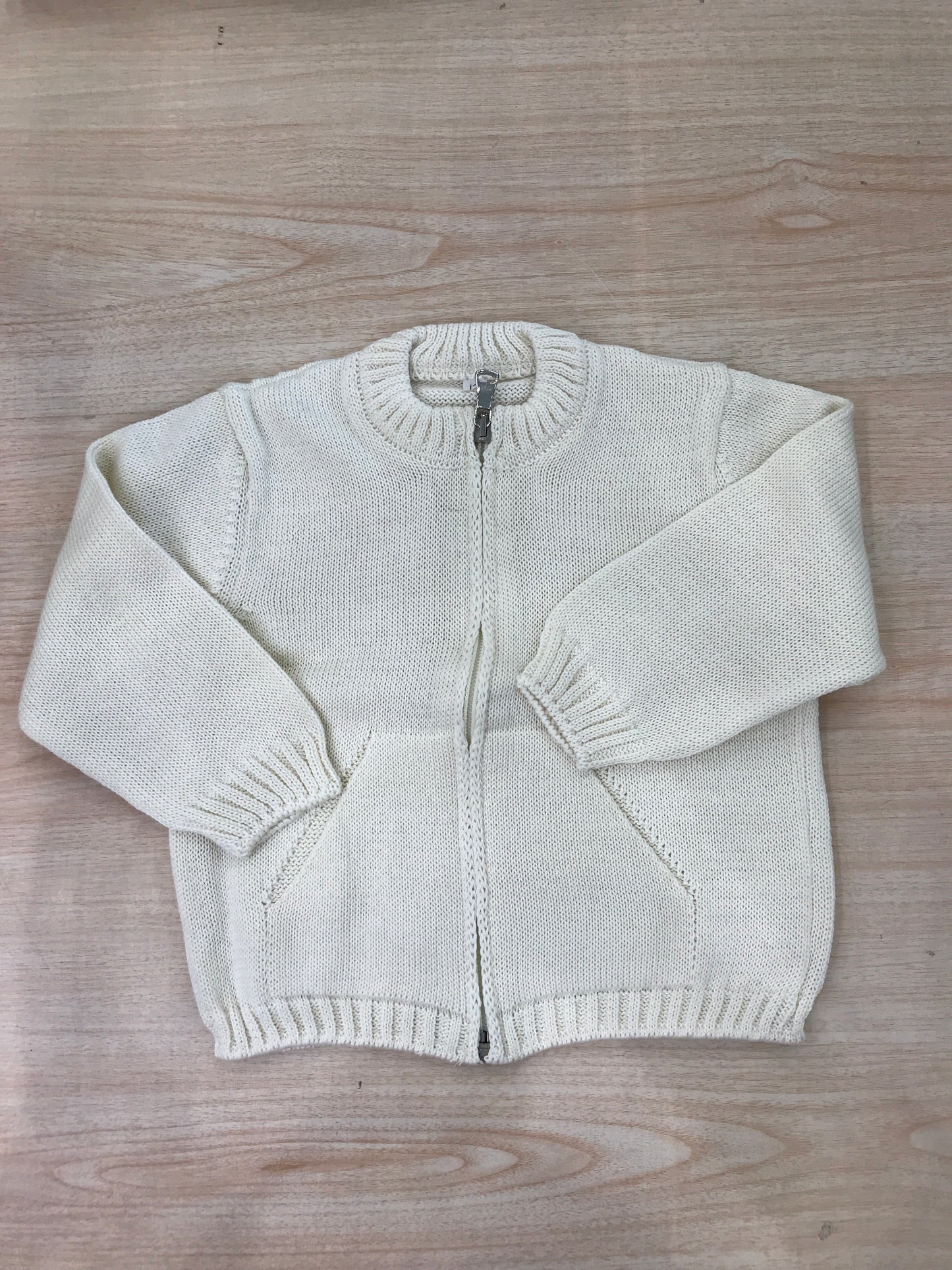 Cardigan Biebi in filo panna con zip manica lunga