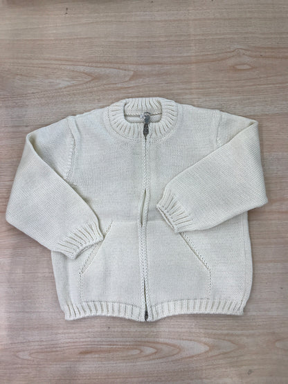 Cardigan Biebi in filo panna con zip manica lunga