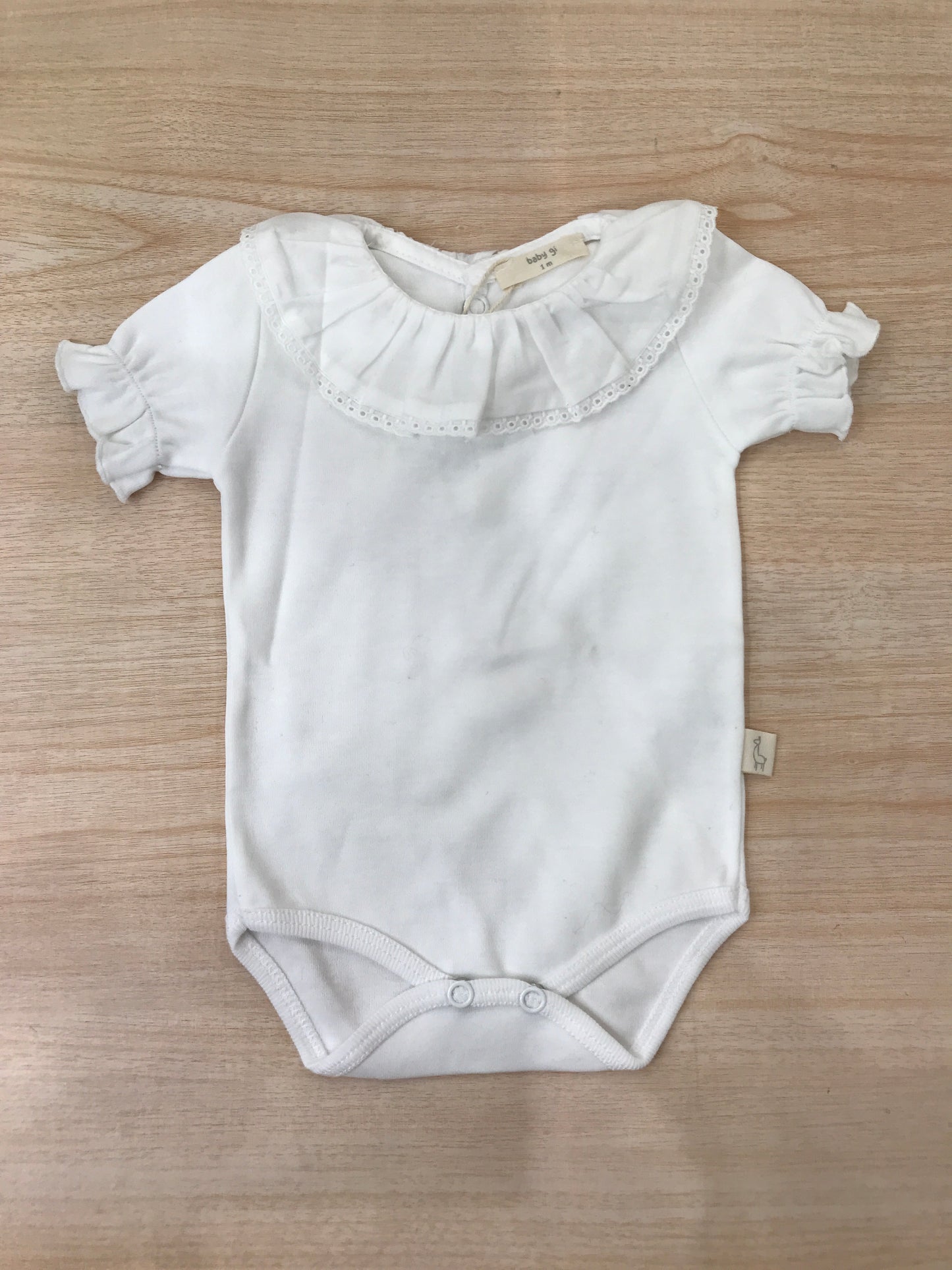 Body Baby Gi in cotone mezza manica con collo con rusche con san gallo