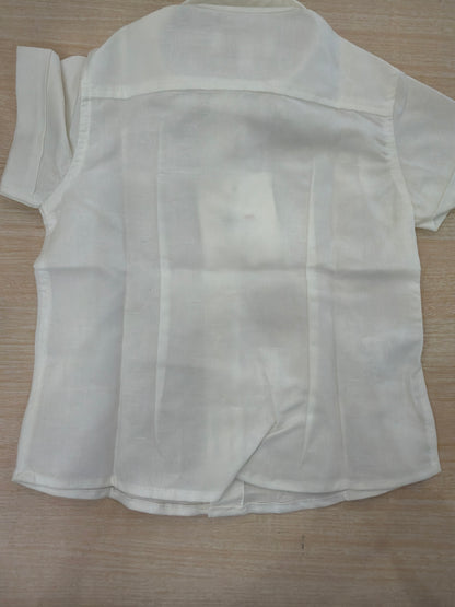Camicia Cielo Blu panna mezza manica con bottoncini e colletto a punta
