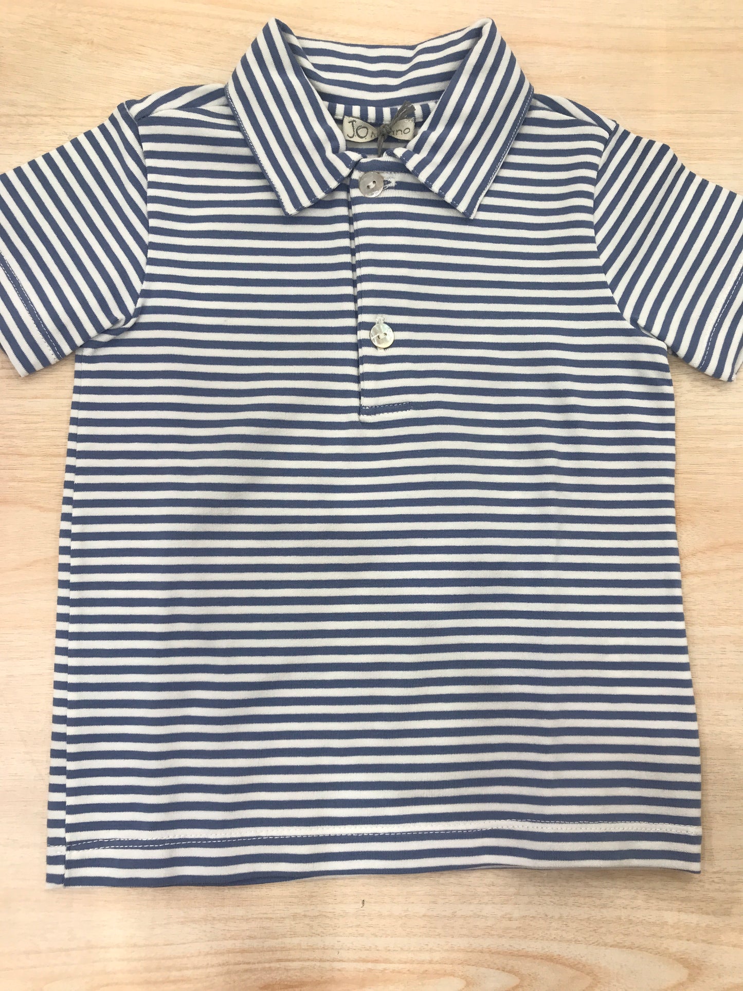 T-shirt Jo Milano in cotone mezza manica a righe bianche e blu scuro
