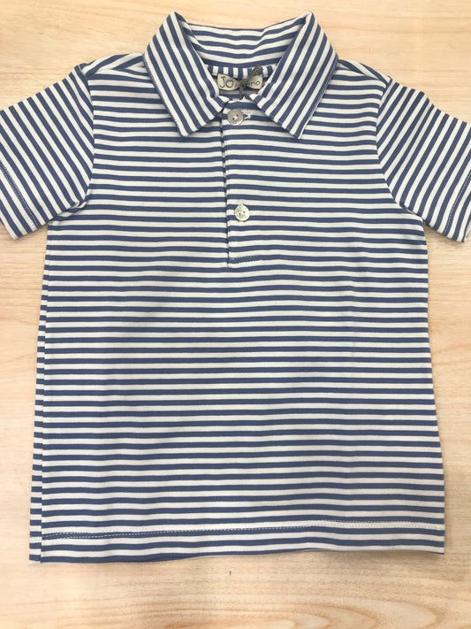 T-shirt Jo Milano in cotone mezza manica a righe bianche e blu scuro