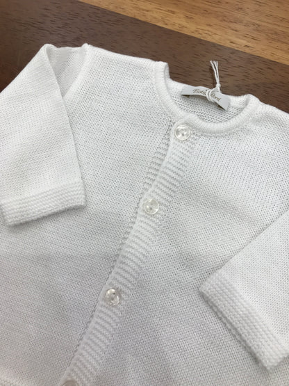 Cardigan Baby Lord in filo bianco manica lunga con bottoncini