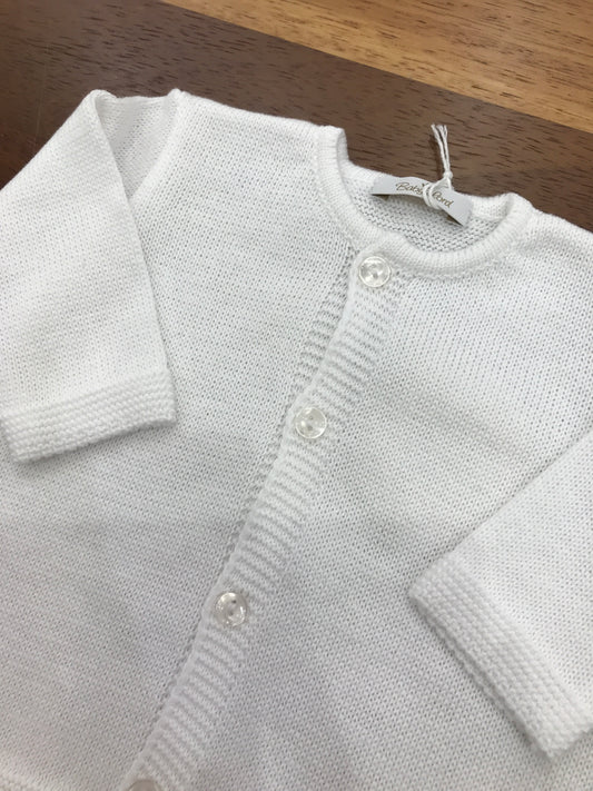 Cardigan Baby Lord in filo bianco manica lunga con bottoncini
