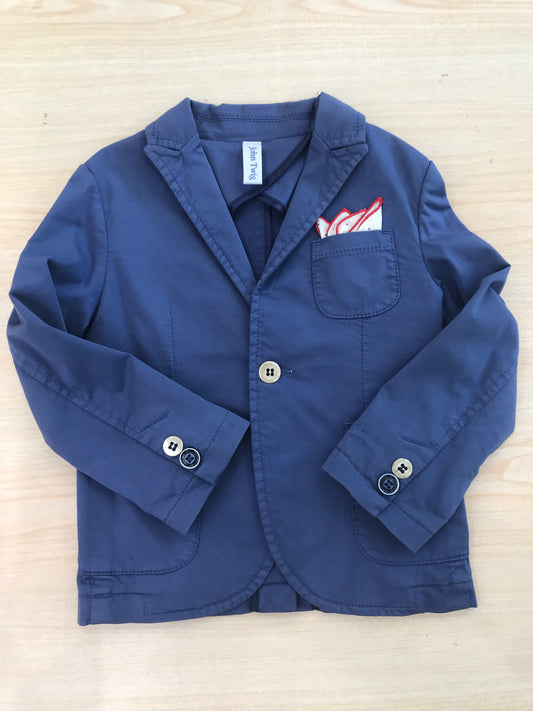 Giacca John Twig blu chiaro con bottoncini e pochette bianca e rossa