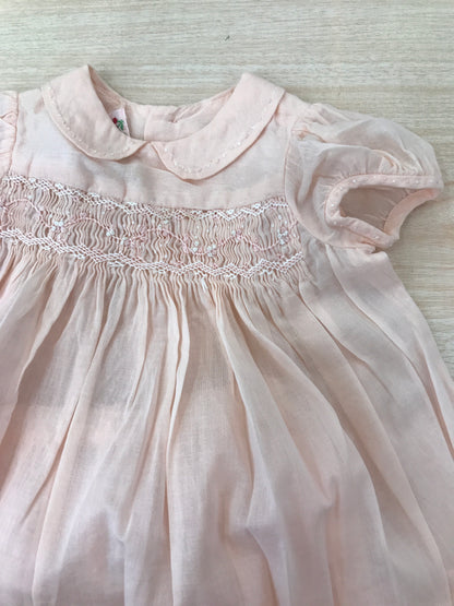 Abito BonPoint in cotone mezza manica a sbuffo con corpetto lavorato da puto smock e fiori con culotte abbinata