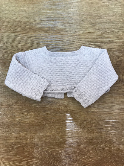 Cardigan Martin Aranda in lana tortora con pois in rilievo