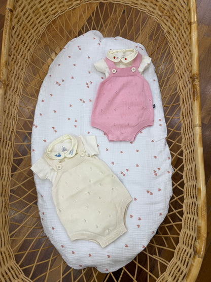 Body Petit Bateau in cotone mezza manica con collo tondo ricamato
